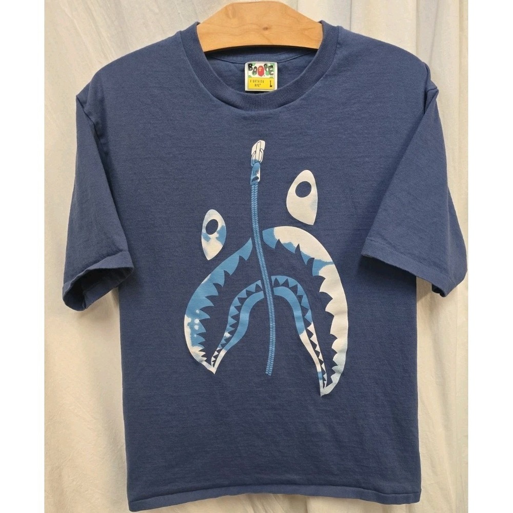 BAPE Ape Shark Mouth Tee Blue Hypebeast Skatewear Y2K L Graphic Japanese Urban - Picture 2 of 10